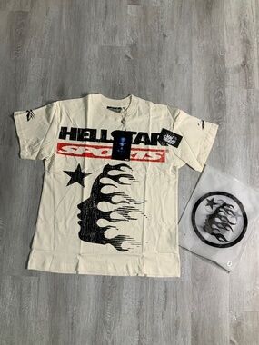 *NEW* Cream Hellstar Tee Size Small, Medium, And Large 100% Authentic